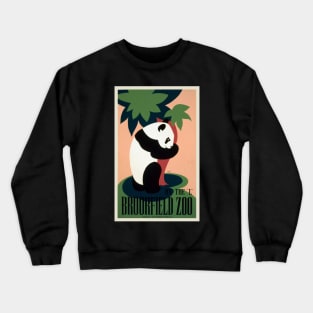 Restored WPA Poster with Panda reading By The "L" Brookfield Zoo, Illinois Crewneck Sweatshirt